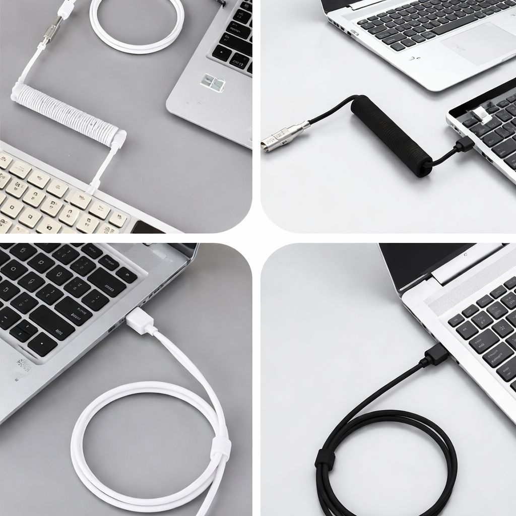 Coiled Keyboard Cable Type C To USB-A