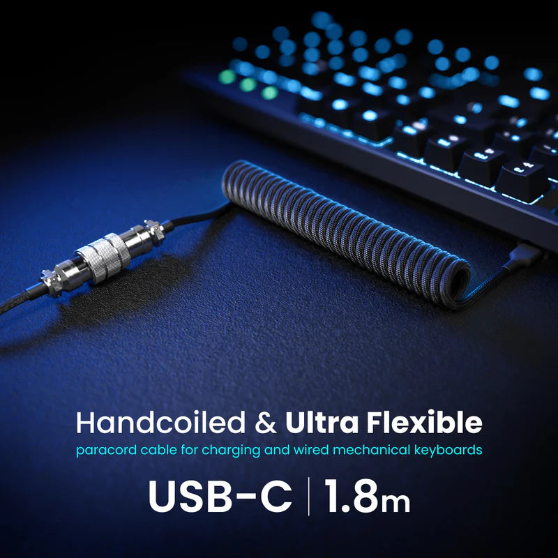 Coiled Keyboard Cable Type C To USB-A